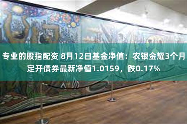 专业的股指配资 8月12日基金净值:农银金耀3个月定开债券最新净值1.0159,跌0.17%
