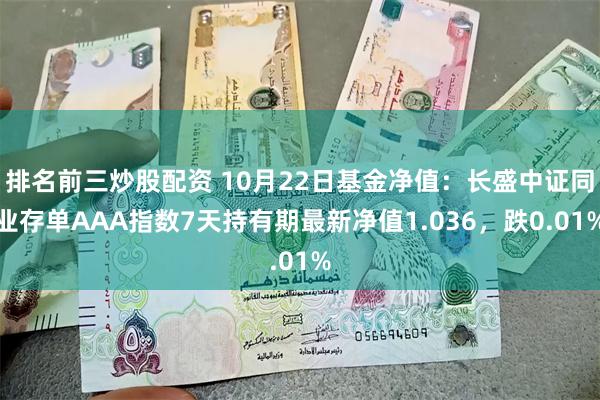 排名前三炒股配资 10月22日基金净值:长盛中证同业存单AAA指数7天持有期最新净值1.036,跌0.01%