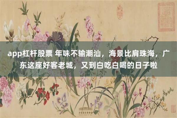 app杠杆股票 年味不输潮汕,海景比肩珠海,广东这座好客老城,又到白吃白喝的日子啦
