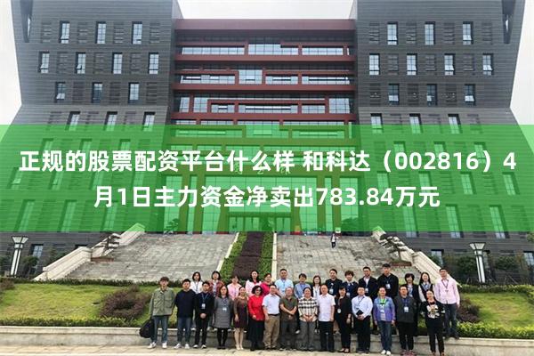 正规的股票配资平台什么样 和科达(002816)4月1日主力资金净卖出783.84万元