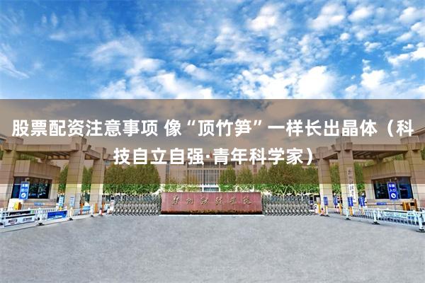 股票配资注意事项 像“顶竹笋”一样长出晶体(科技自立自强·青年科学家)