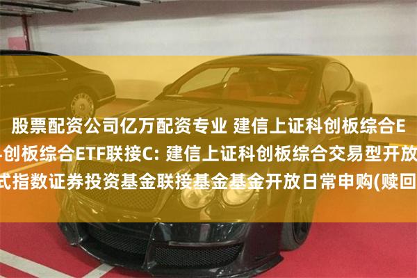股票配资公司亿万配资专业 建信上证科创板综合ETF联接A,建信上证科创板综合ETF联接C: 建信上证科创板综合交易型开放式指数证券投资基金联接基金基金开放日常申购(赎回、转换、定期定额投资)业务公告