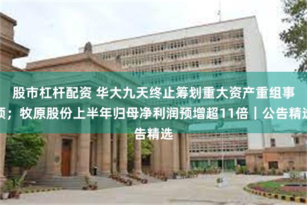 股市杠杆配资 华大九天终止筹划重大资产重组事项;牧原股份上半年归母净利润预增超11倍|公告精选
