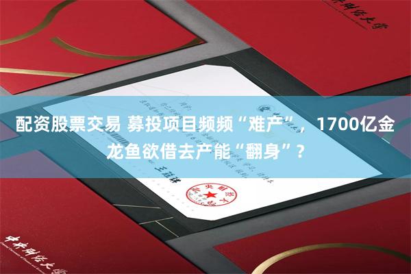 配资股票交易 募投项目频频“难产”，1700亿金龙鱼欲借去产能“翻身”？
